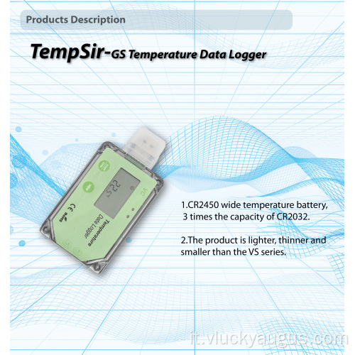Logger a temperatura USB a catena del freddo con LCD